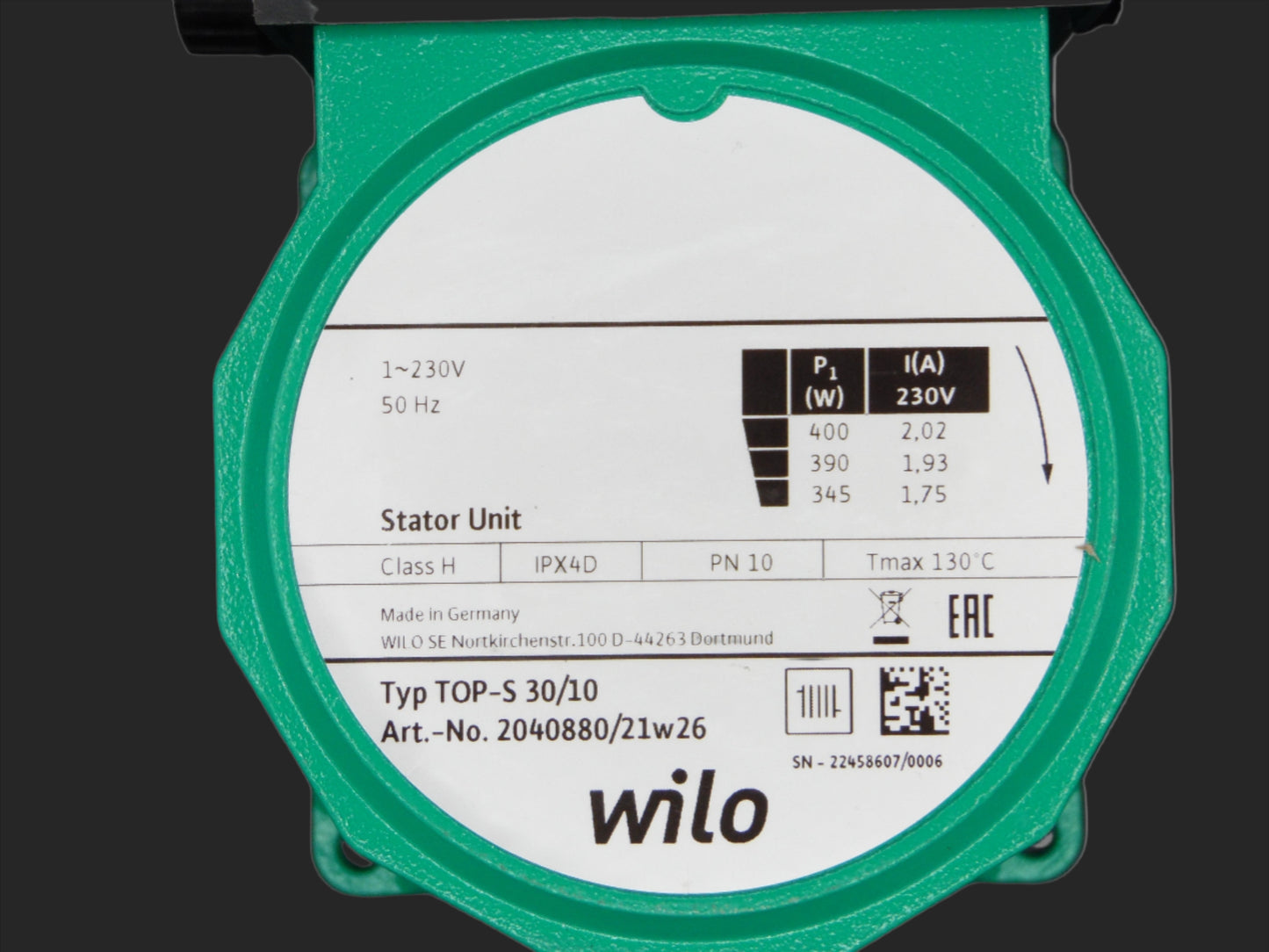 Wilo Top-S 30/10 head only
