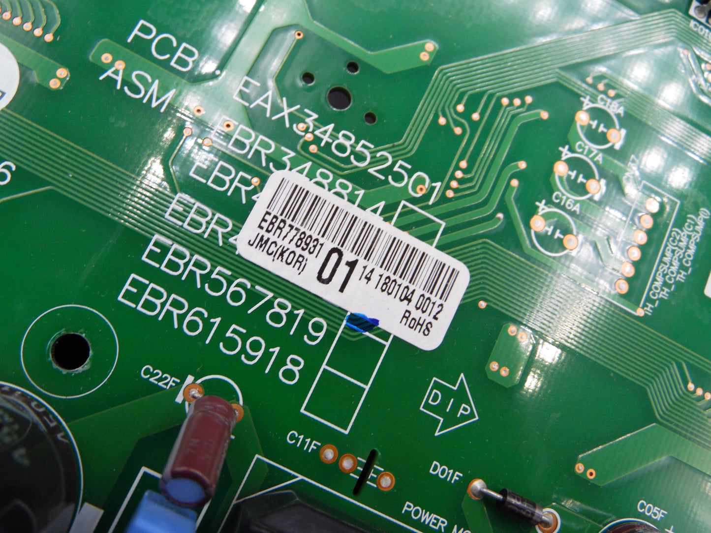 LG EBR77893101 Main PCB Assembly (Control Board)