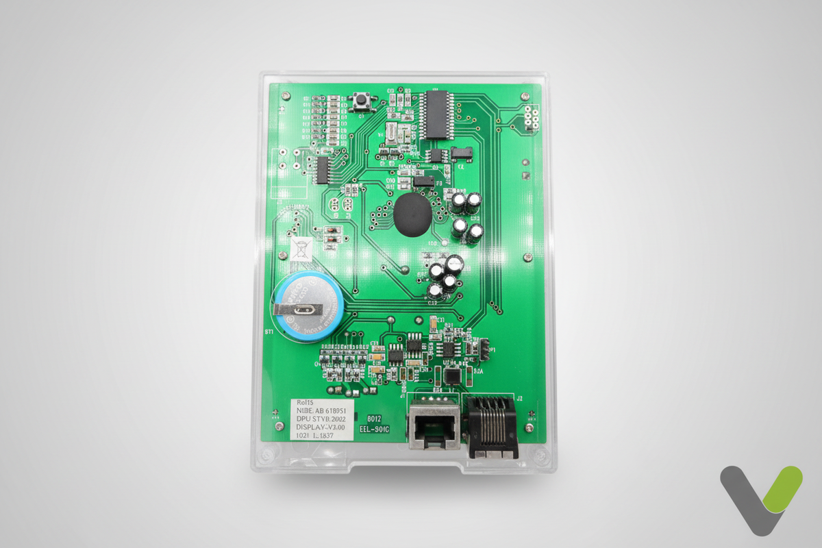 Nibe display unit 718340 circuit board on grey studio background