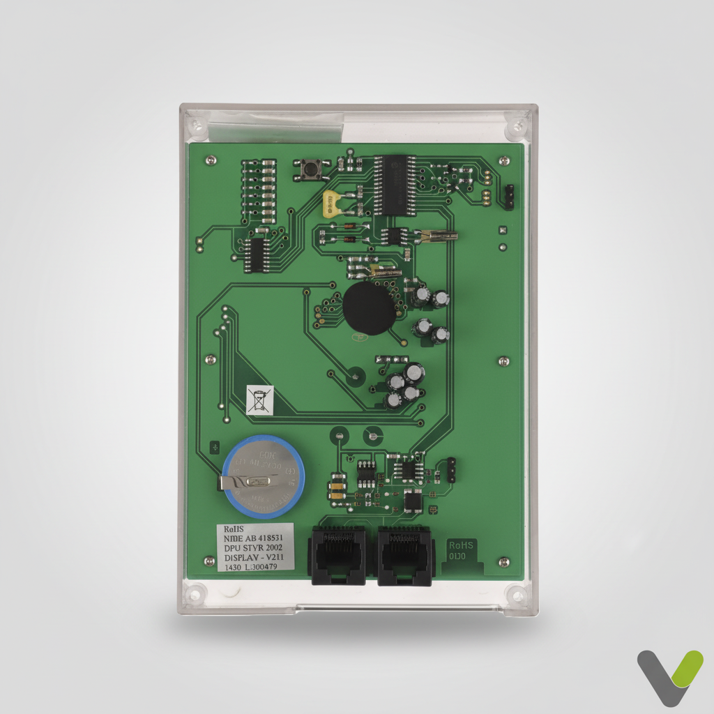 Nibe display unit 718341, rear view of the circuit board and connector sockets