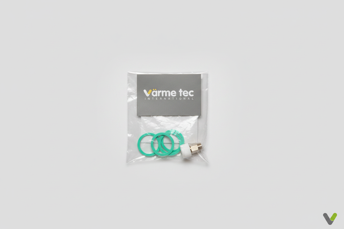 Nibe flexible hose service kit bag with O-rings and brass fitting