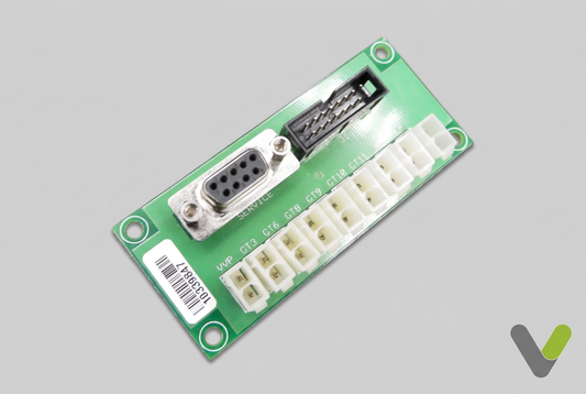 IVT Rego 600 internal sensor card showing white sensor sockets, pin header and 9-pin service connector