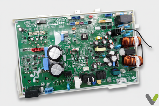LG EBR86030006 inverter PCB assembly full board on grey studio background