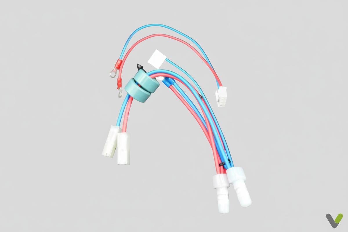 Nibe wiring harness with blue and red wires and white connectors