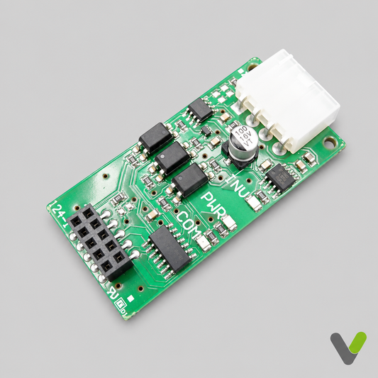 Nibe 718424 communication interface PCB on a light grey background