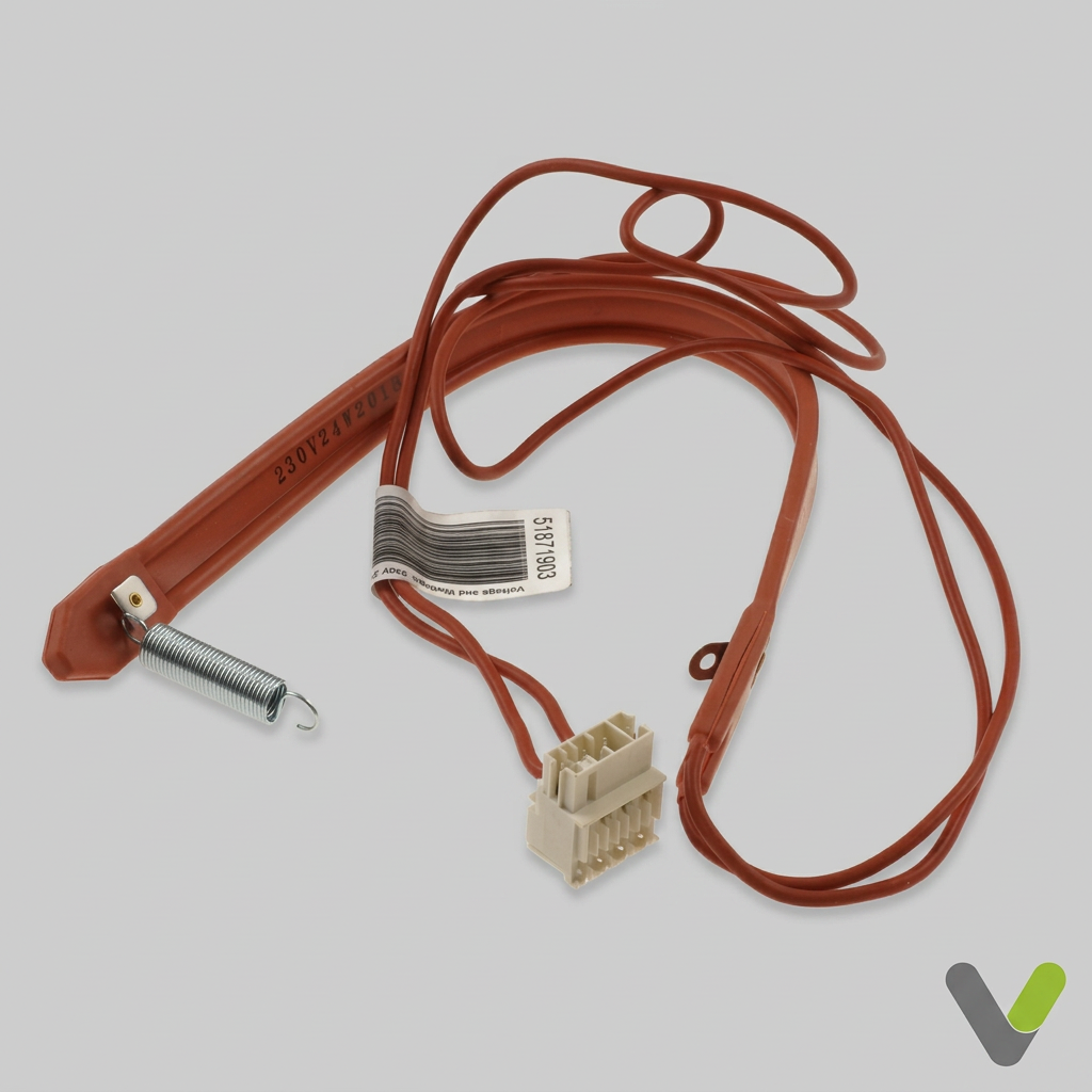 NIBE crankcase heater 518719 with flexible band, leads, connector and spring fastening