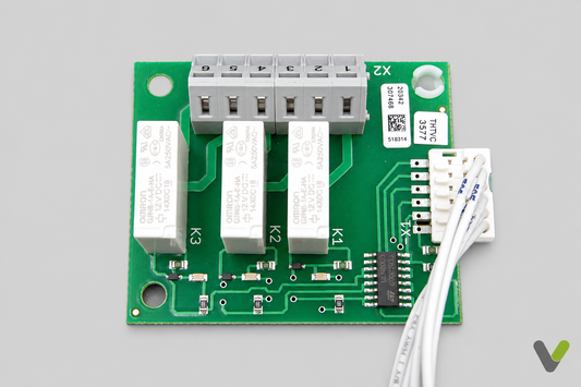 New NIBE expansion card part 818166 with connector harness on a light grey background