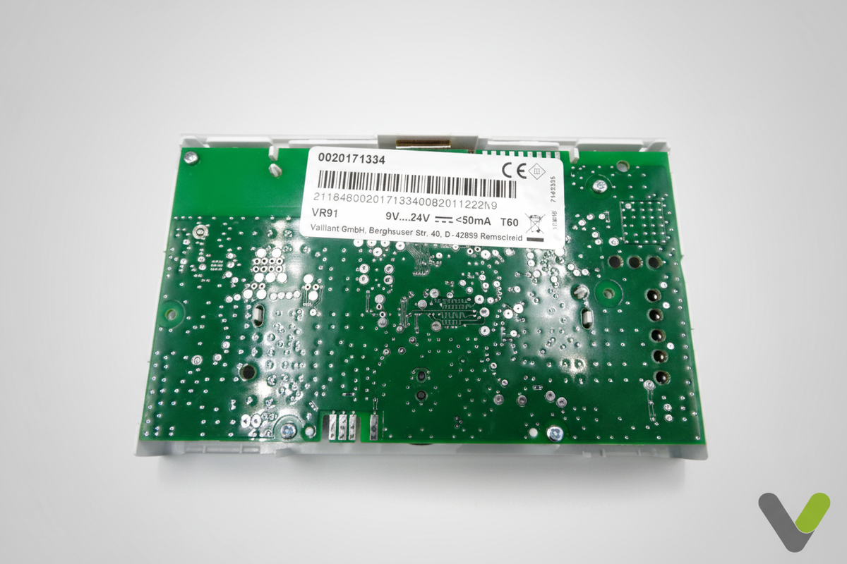Vaillant VR91 rear PCB with label on grey studio background