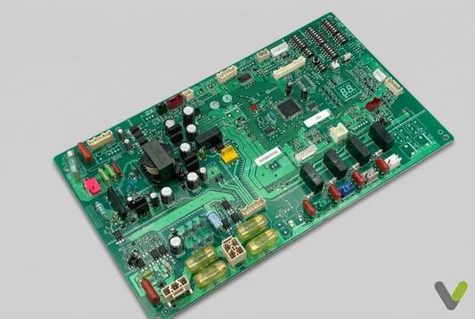 Studio image of Mitsubishi Electric S70B20315 control PCB, first angled view