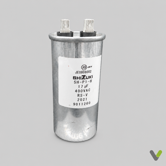 Shizuki 17 µF 400 VAC compressor run capacitor, NIBE part 524324