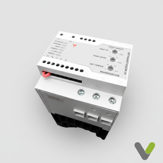 Carlo Gavazzi RSHR4025CV38 soft starter front panel with ramp and torque dials