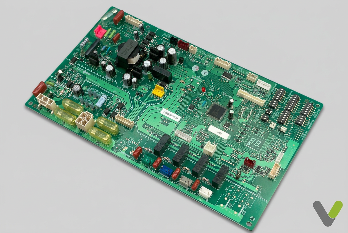 Studio image of Mitsubishi Electric S70B20315 control PCB, second angled view