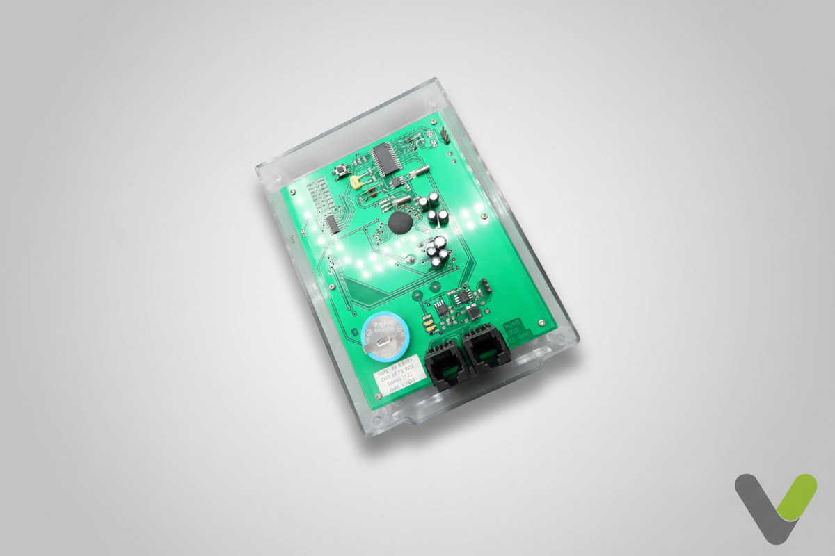 Nibe display unit 718481 circuit board on grey studio background