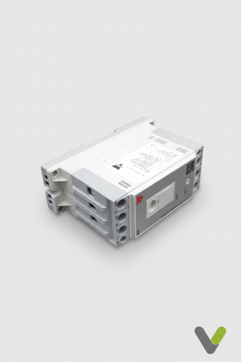 Carlo Gavazzi RSBT4032EV11HP soft starter angled view on grey studio background