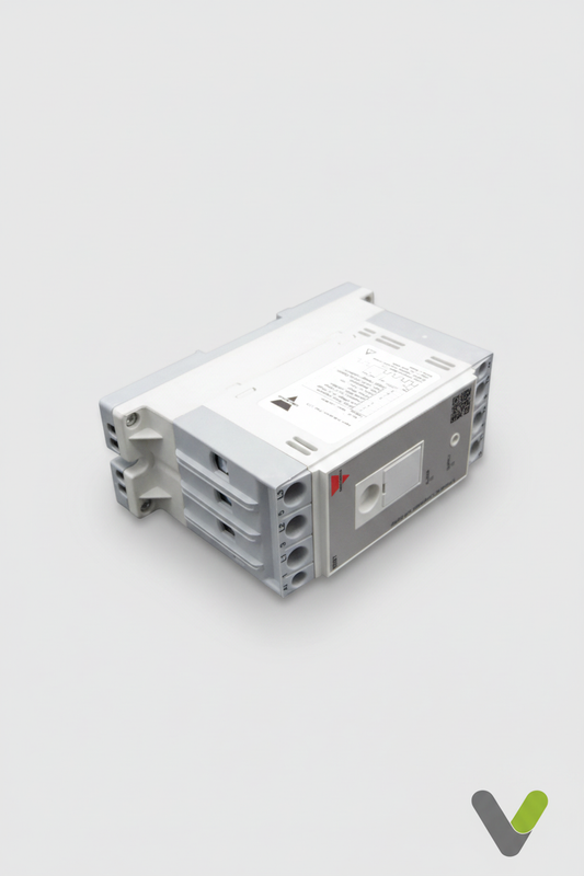 Carlo Gavazzi RSBT4032EV11HP soft starter angled view on grey studio background