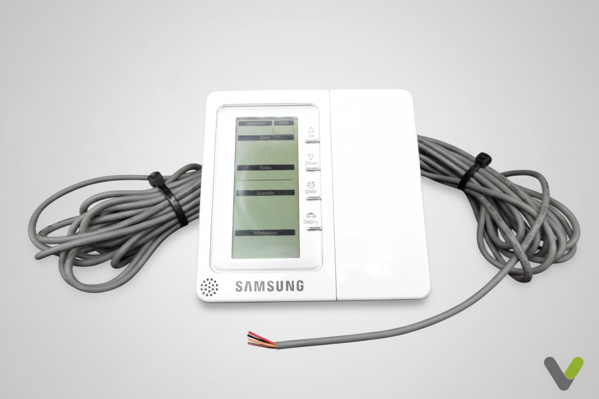 Samsung GEN3 wired controller with cables on grey studio background