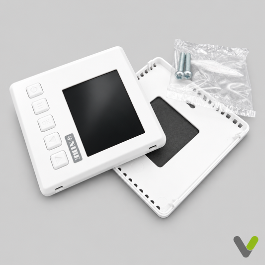 NIBE RMU 40 room unit 067064 with colour display, white controller, rear cover and mounting screws