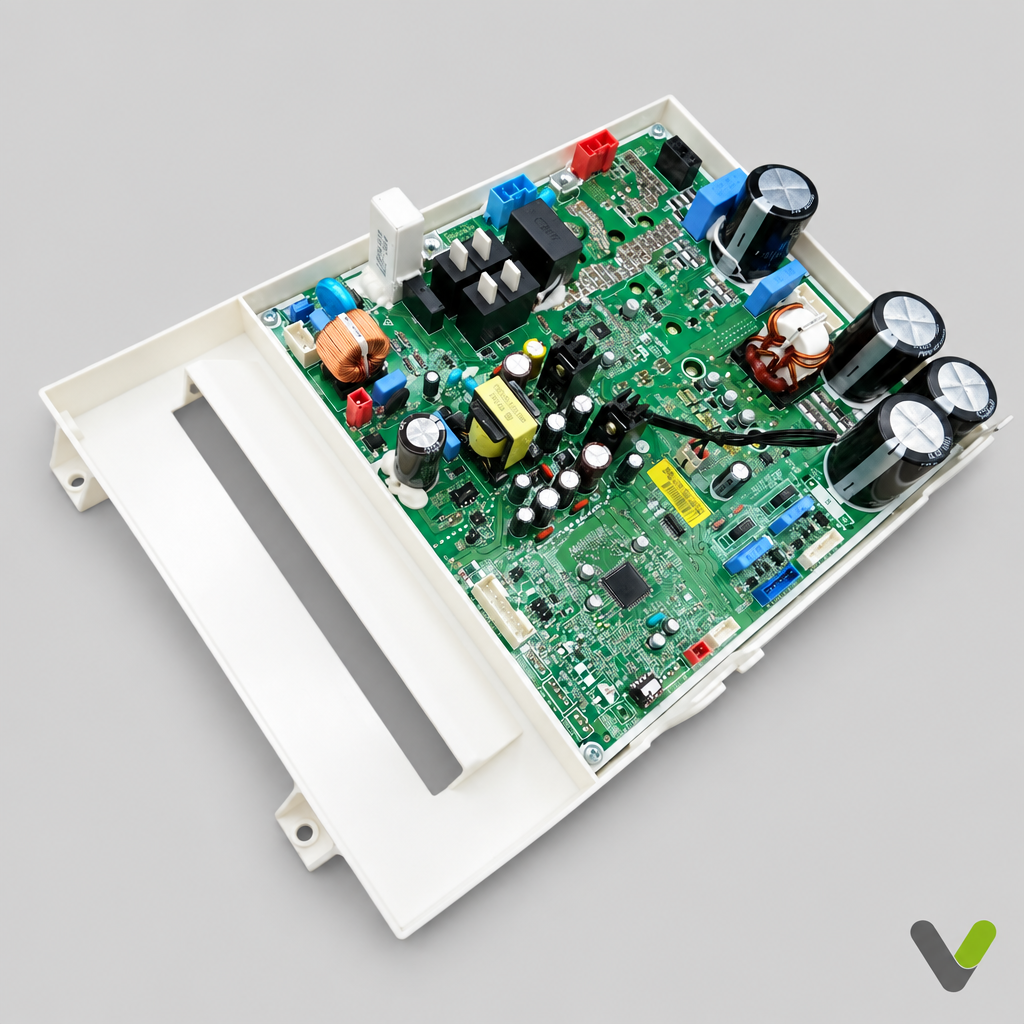 LG EBR82716240 inverter PCB assembly in white tray on a light grey background