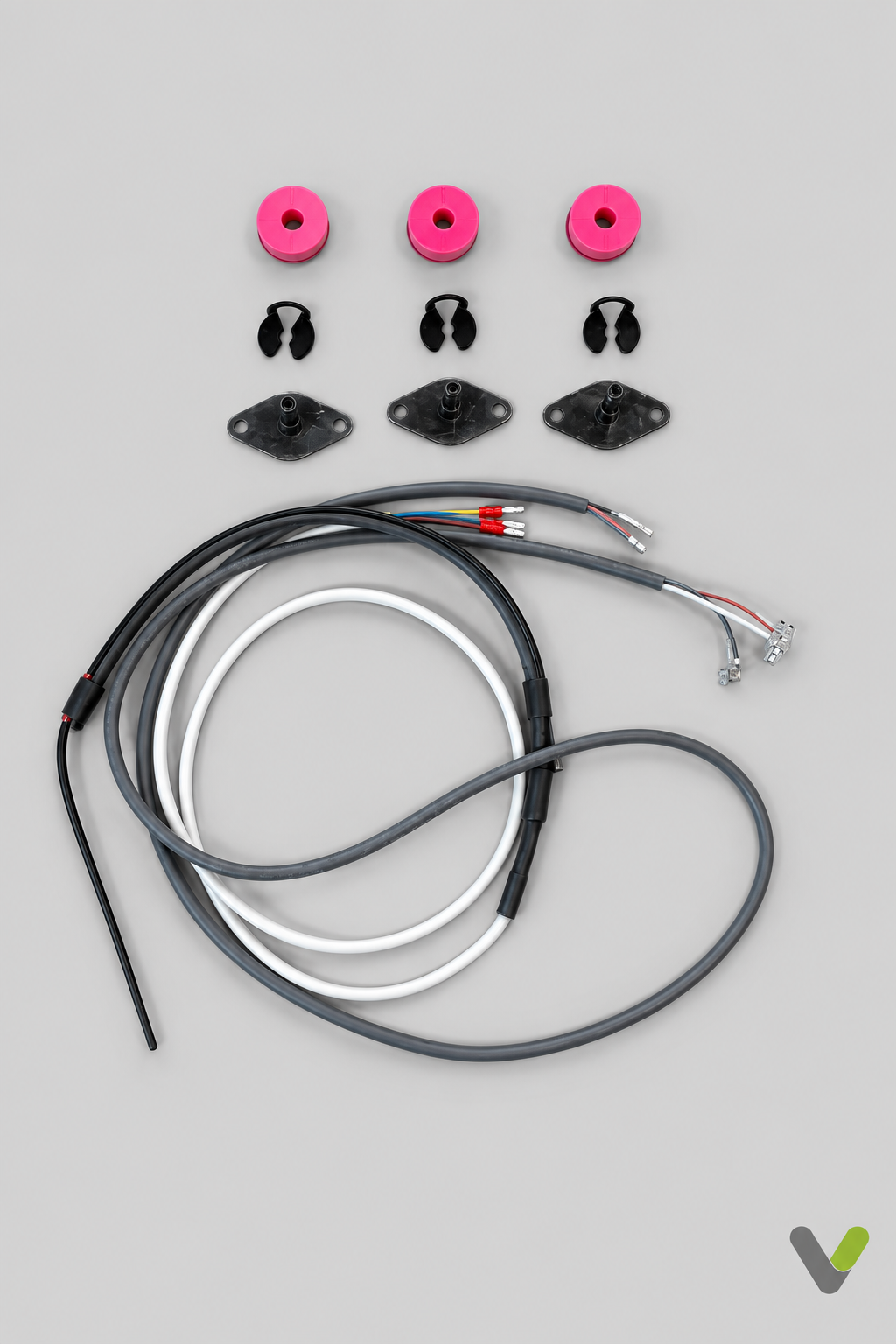 NIBE enclosed compressor kit 259493 components on a light grey background