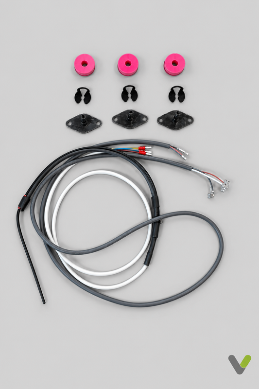 NIBE enclosed compressor kit 259493 components on a light grey background