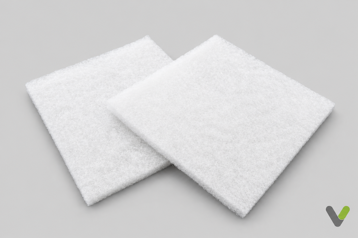 Studio version of overlapping white pads, angled view