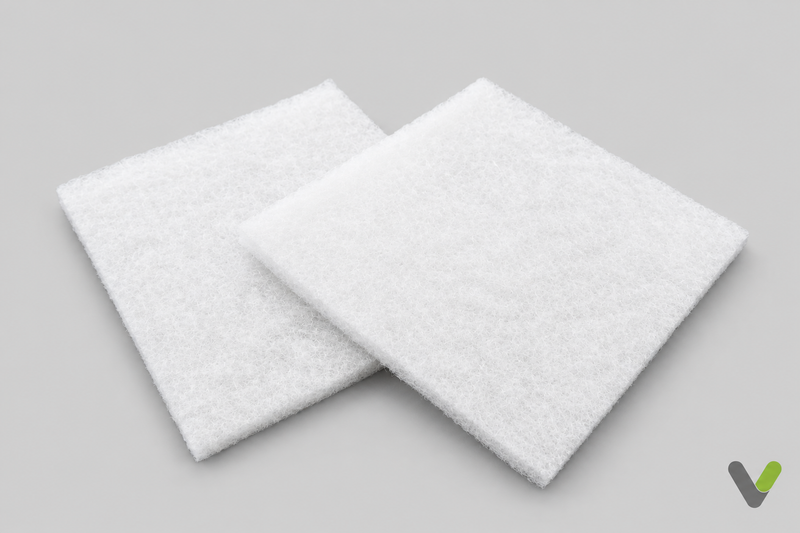 Studio version of overlapping white pads, angled view