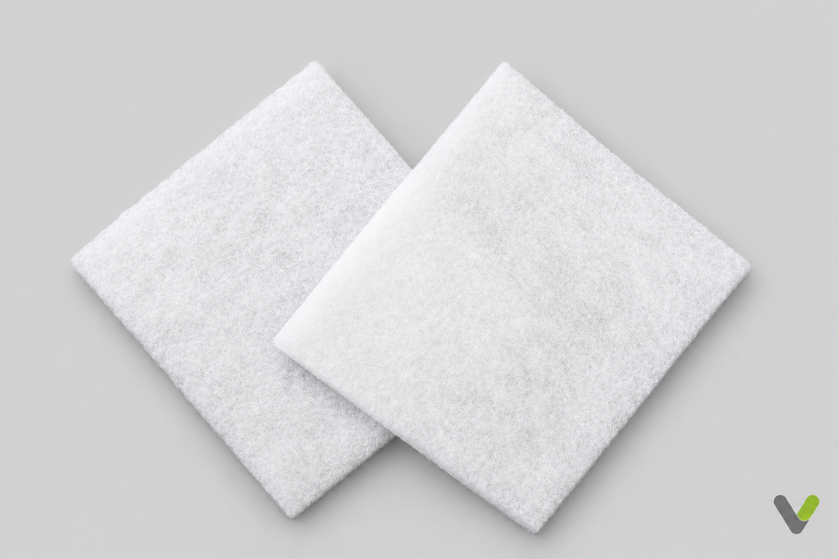 Studio version of overlapping white pads, top-down view