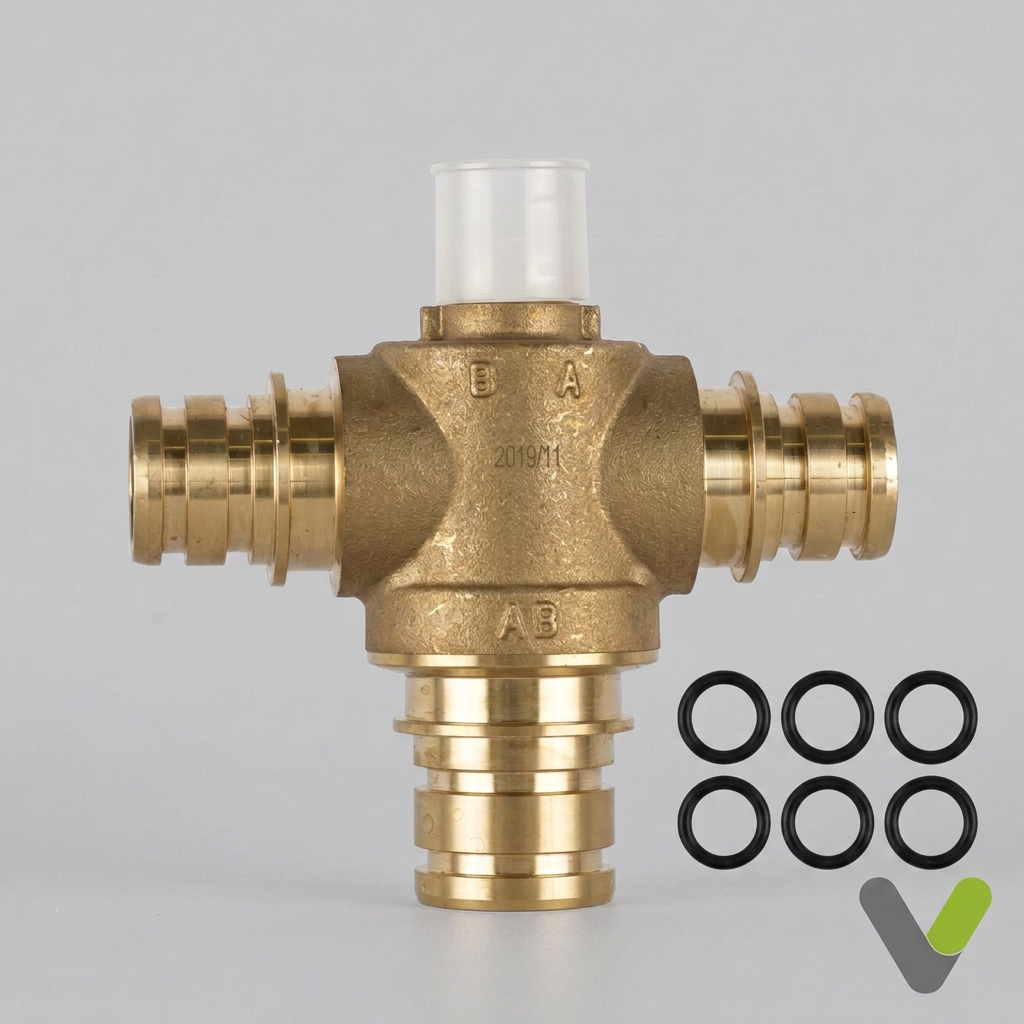 Upright NIBE valve with six black O-rings